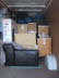 sofa and boxes